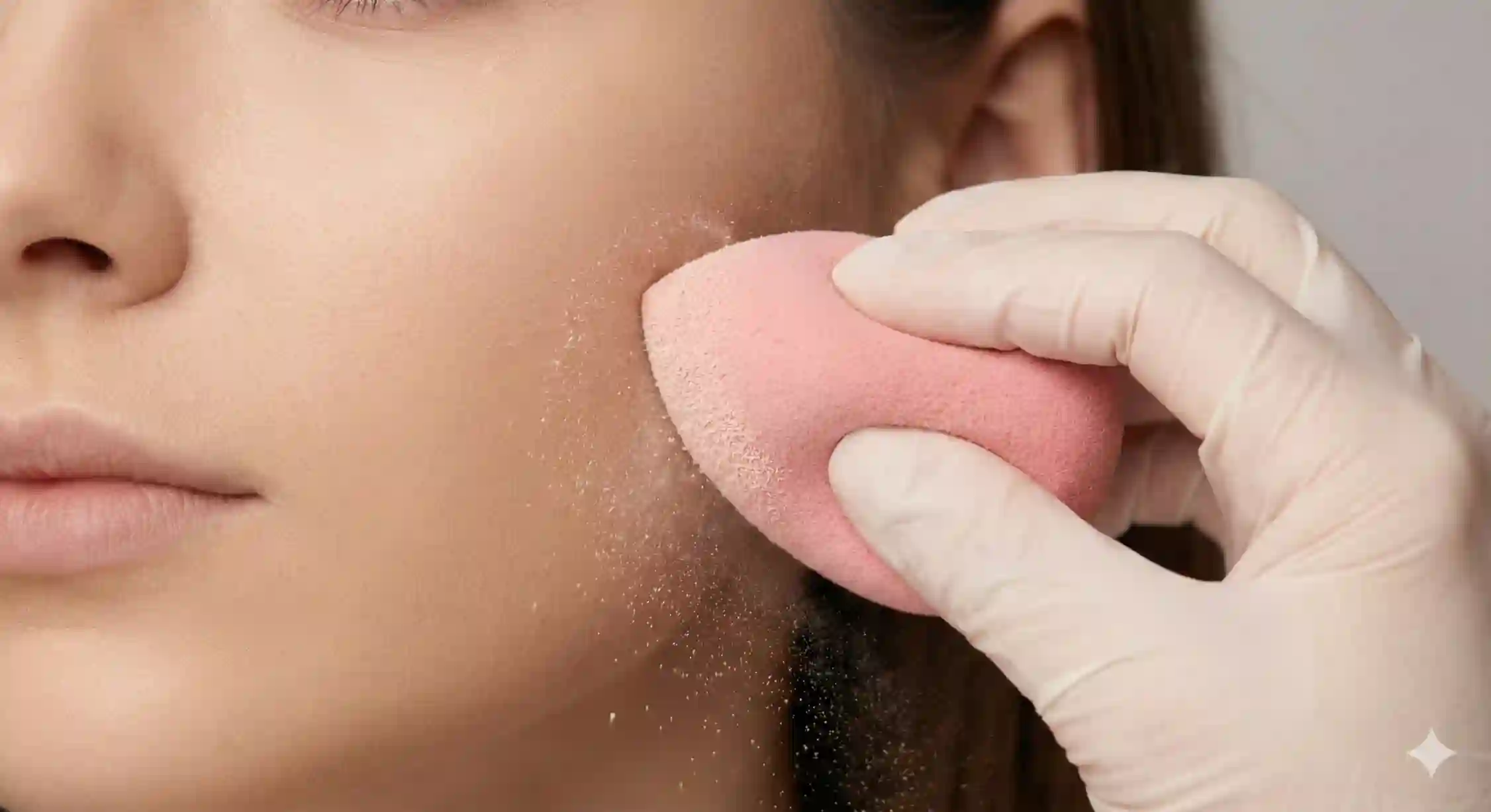 نحوه استفاده از بیوتی بلندر و پودر فیکس برای افزایش ماندگاری کرم پودر روی پوست چرب.