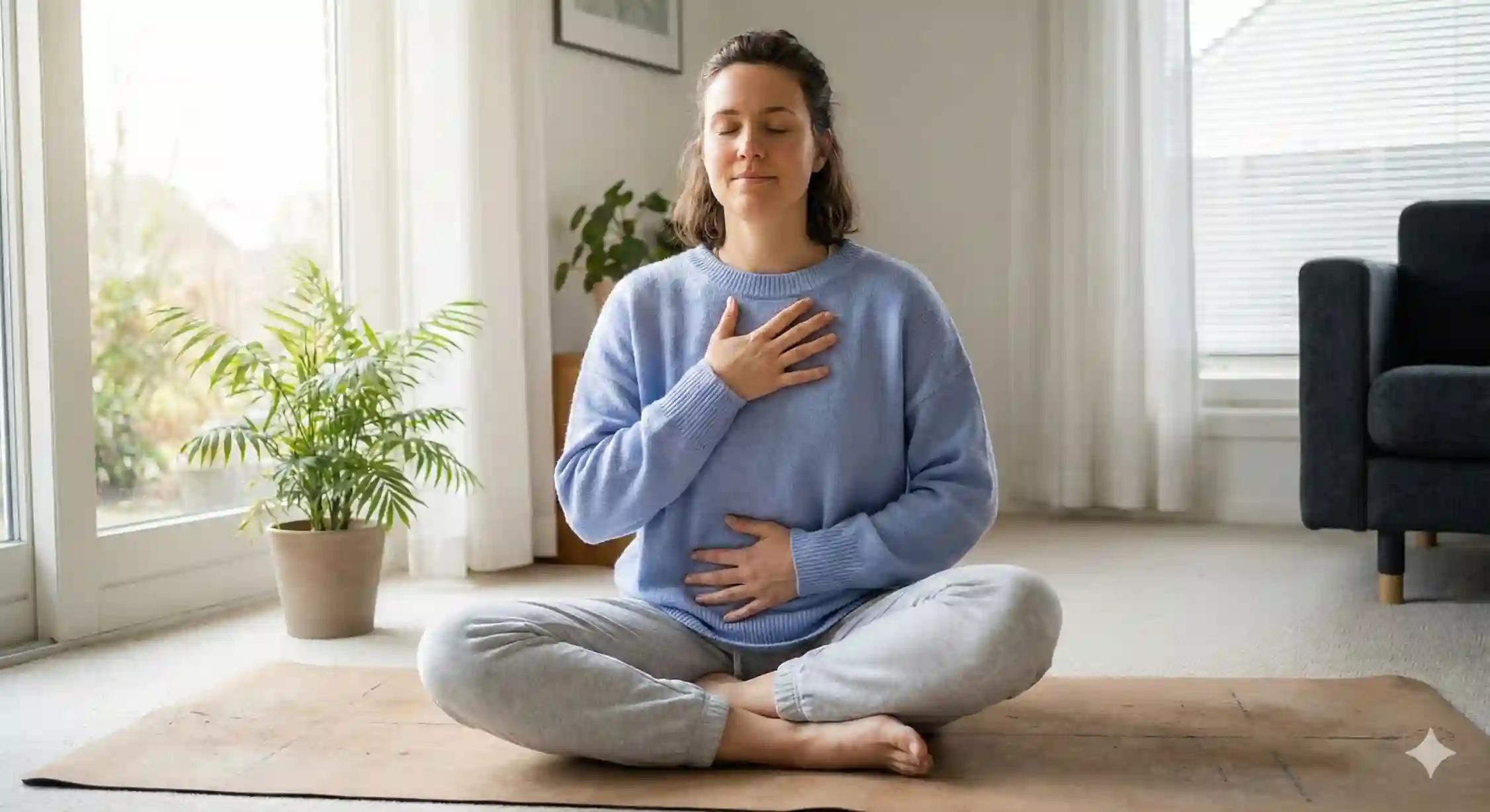 آموزش تکنیک تنفس دیافراگمی برای کنترل فوری حملات پانیک.